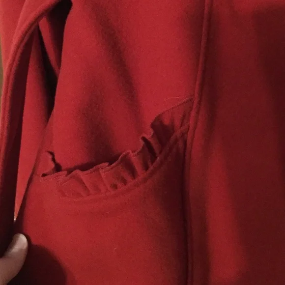 Red Ruffle Peacoat - Picture 4 of 5